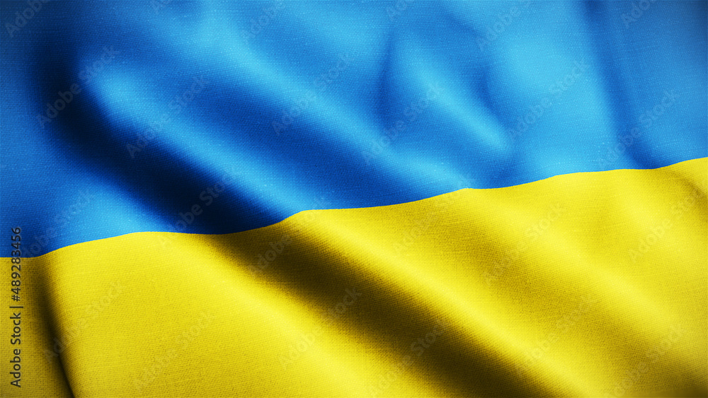 Ukraine flag waving 3d render illustration walllpaper Stock ...