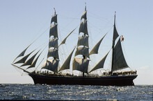 Port Side Of The Tall Ship Star Of India As It Sails Downwind Off The Coast Of San Diego, California