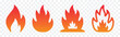 Fire icon set on transparent background.