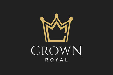 Wall Mural - initial logo letter C with crown vector symbol illustration design