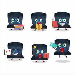 Poster - A picture of navy ring box cartoon character concept reading an amusing book