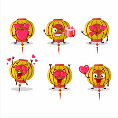 Poster - Yellow chinese lamp cartoon character with love cute emoticon