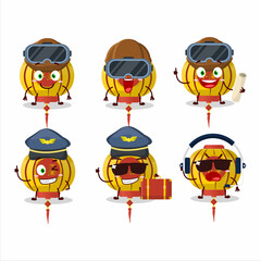 Sticker - Pilot cartoon mascot yellow chinese lamp with glasses