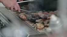 Lamb Chops Sizzling On Barbecue, Slow Motion
