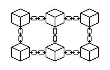Fototapete - Simple blockchain cryptocurrency 
technology design template. Digital smart contract contain cryptography hash, transaction data, linked connected network. 