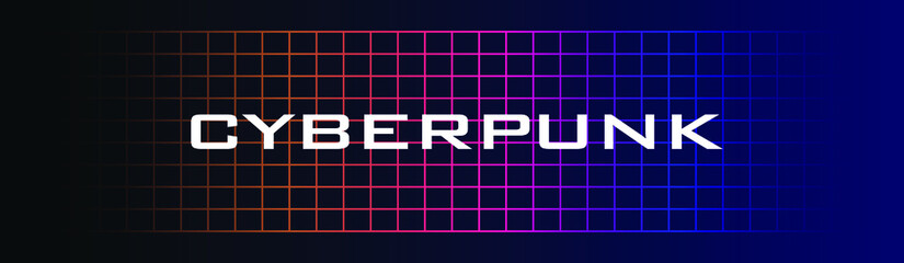 Cyber future sci-fi digital concept banner background template with neon grid element.