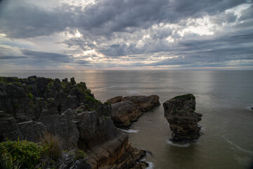 Canvas Print - sunset over the sea from the cliff