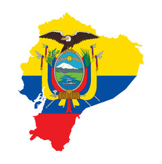 Canvas Print - Ecuador Silhouette Map Over The National Flag