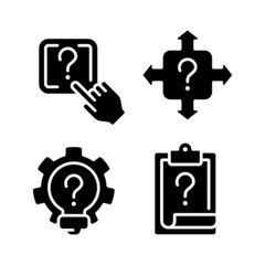 Sticker - Questions and answers in technical support black glyph icons set on white space