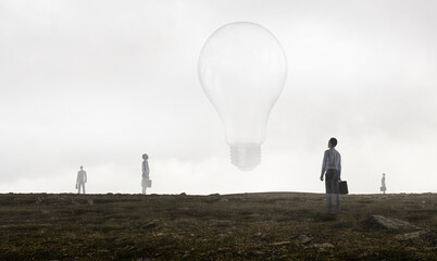 Sticker - Back view of young businessman while standing with mist background