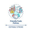Friendly trade policies concept icon