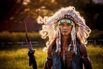 Native Americans.portrait of Americans Indian man.	