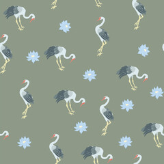 Naklejka na meble Patterns Siberian cranes