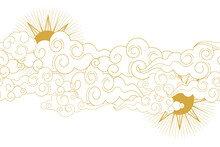 Tibetan Or Chinese Seamless Pattern In Ancient Style.Traditional Oriental Ornament.Clouds Floating In The Sky.