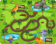 Maze Game Template In Dinosaur Theme For Toddlers