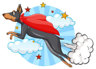 Wall Mural - A dog superhero on sky background