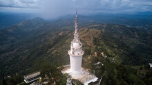 Aerial View Of Ambuluwawa Tower In Central Sri Lanka. Tower Near The Town Of Gampola 