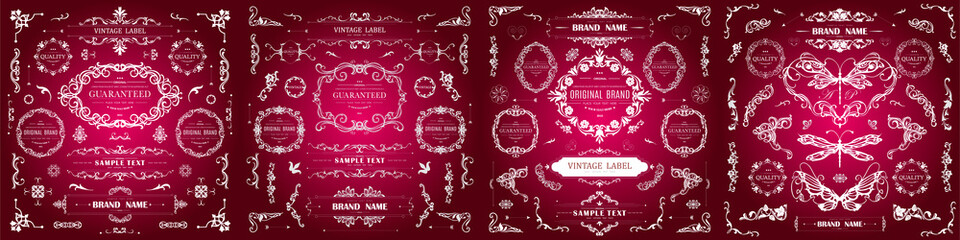 Wall Mural - set of vintage decorations flourishes elements.