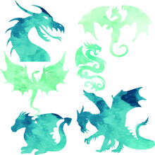 Dragon Wild Animal Watercolor Vector