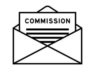 Sticker - Envelope and letter sign with word commission as the headline