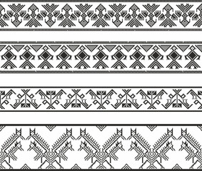 Wall Mural - Vector monochrome set of seamless borders, native american frames. The endless pattern of the peoples of Central and South America, the Aztecs, the Maya, the Incas.
