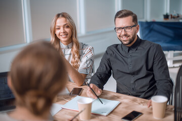 Wall Mural - businessman discussing with business team new strategy