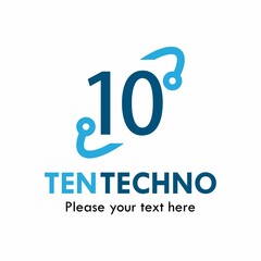 Wall Mural - Number 10 techno logo template illustration. 