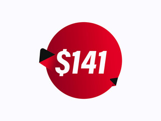 $141 USD sticker vector illustration