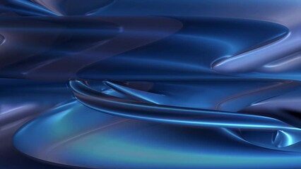 Wall Mural - An abstract background of blue, reflective metallic form.