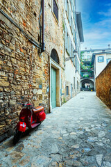 Wall Mural - Historical street view in Citta Alta of Bergamo City