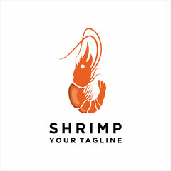 Wall Mural - shrimp logo template, prawn logo design on white background Vector illustration. logo Seafood restaurant. 