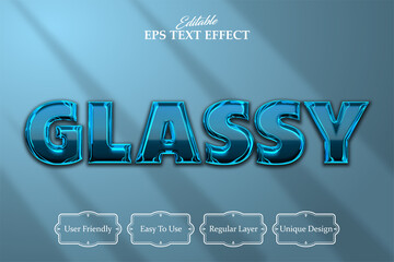 Wall Mural - Editable text effect, blue background, Glassy text