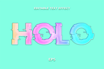 Wall Mural - Editable text effect, blue background, Holo text