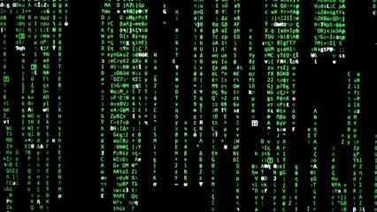 Green codes flowing on computer screen