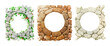 © Алексей Панчин - Stone portal made of isolated cobblestones on a white background. A set of stone frames for design and creativity. Exquisite stone background.