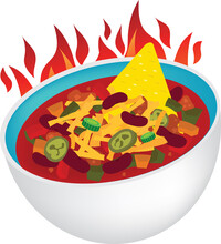 Delicous Fire Loaded Chili Con Carne Bowl Cheese Mexican  Illustration
