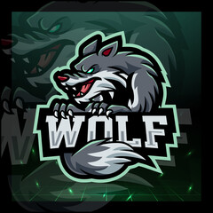 Wall Mural - wolf mascot. esport logo badge