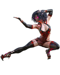 Wall Mural - 3D assassin warrior amazon woman render.