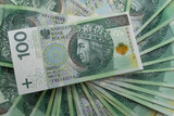Fototapeta  - Polish Zloty PLN 100 PLN banknotes background. Cash, money, tax,  economy, busines, bank, tax, bill, debt, success