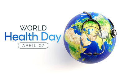 Wall Mural - World Health day is observed every year on April 7, to raise awareness about the overall health and well-being of people across the globe. 3D Rendering