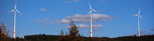Three Wind Turbines Forest Hill Panorama
