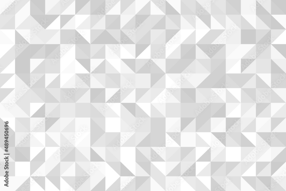 Abstract modern pattern of geometric shapes white light mosaic backdrop. Grey triangular vector background.