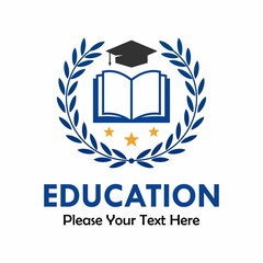 Wall Mural - Education design logo template illustration. there are book with hat graduation