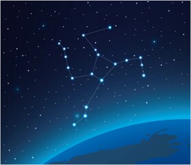 Wall Mural - constellation hercules with planet in deep space