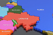 3d map of Ukraine and Russia. 3d illustration.