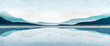 © VectorART - Minimalistic watercolor art background with mountains and sea. Landscape banner in blue colors for interior decoration, design, wallpaper