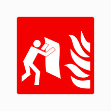 Fire Blanket Alarm Symbol Sign, Vector Illustration, Safety Sign. ISO, OSHA And ANSI Standart.