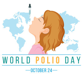 Wall Mural - World Polio Day typography design with polio vaccine dropping