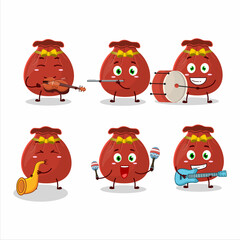 Sticker - Cartoon character of red bag playing some musical instruments