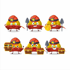 Wall Mural - miners yellow chinese traditional hat cute mascot character wearing helmet